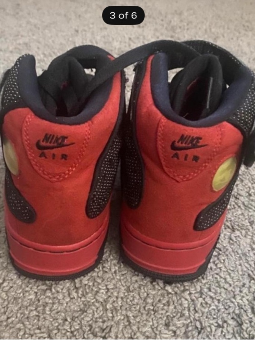 Big Kids boys 5.5 Air Force One Jordan’s Retro in black with red accents - Picture 3 of 6
